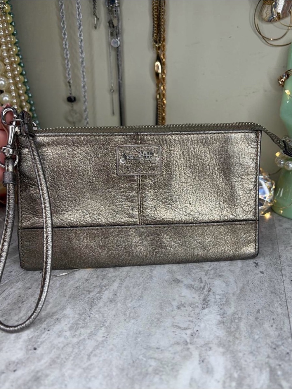 Coach Leather Metallic Wristlet Wallet Clutch Zip Logo Y2K Vintage bag